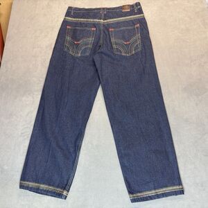 Noiz Jeans Size 36 Embroidered Y2K Baggy Skater Jeans Dark Wash 36x31